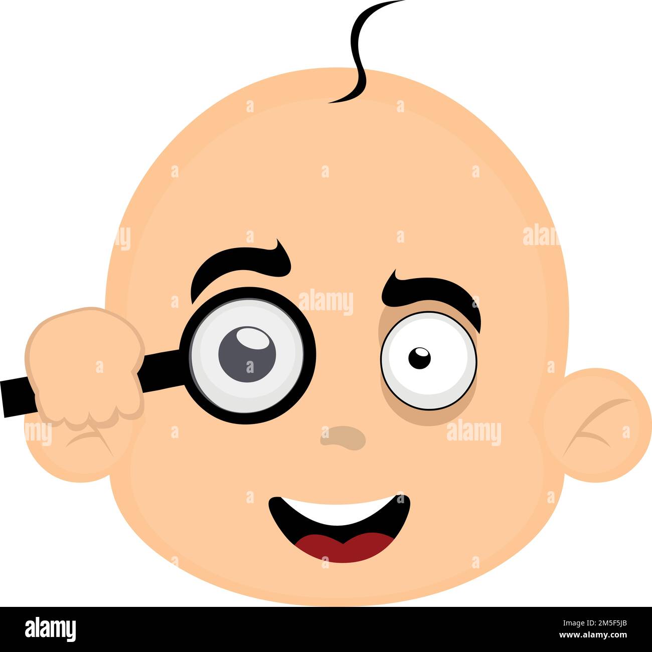vector illustration of the face of a baby cartoon watching with a