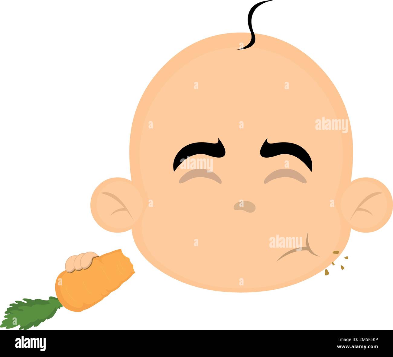 vector illustration of the face of a baby cartoon eating carrot Stock Vector