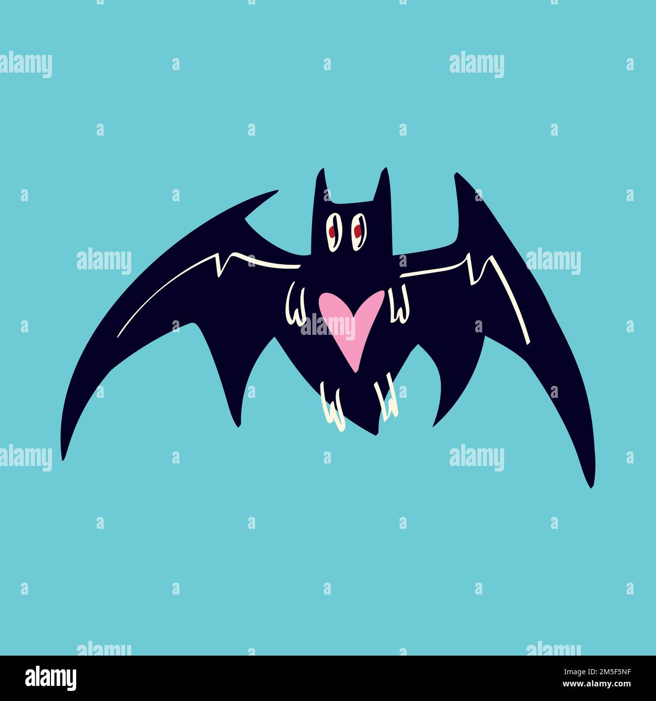 Magic Mystical bat. Freaky bat in modern doodle style. Vector