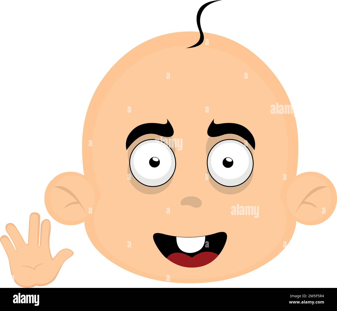 vector illustration of the face of a baby cartoon with a cheerful expression and making the classic vulcan greeting Stock Vector