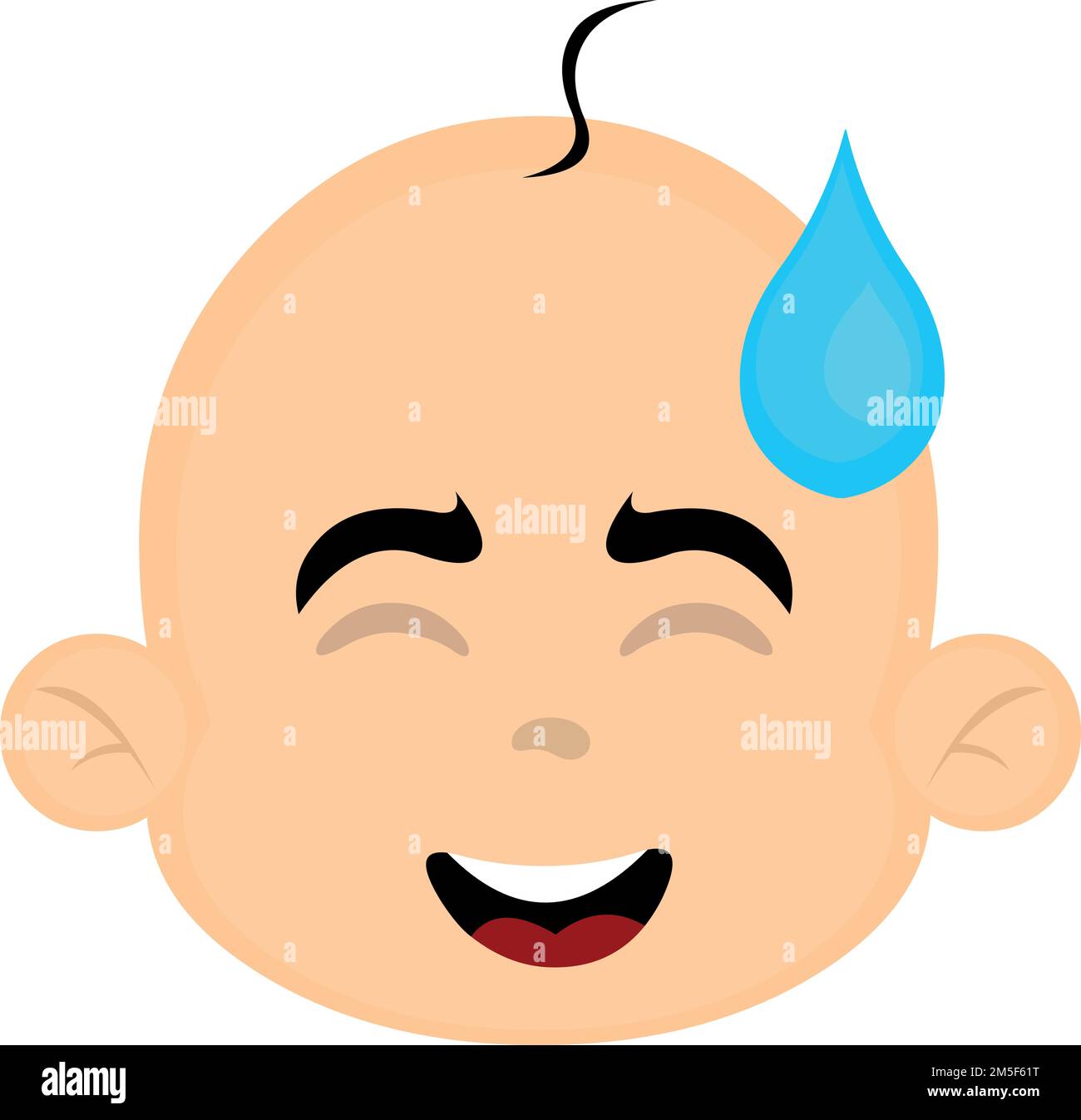vector illustration of the face of a baby cartoon with an expression of shame and a drop of sweat on the head Stock Vector