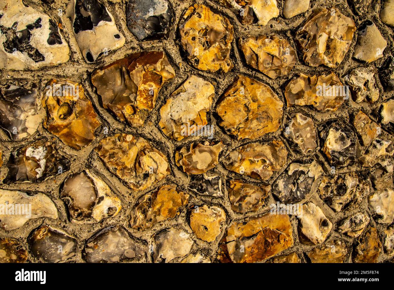 Hard light showing the strong textures in a stone wall and pointing Stock Photo