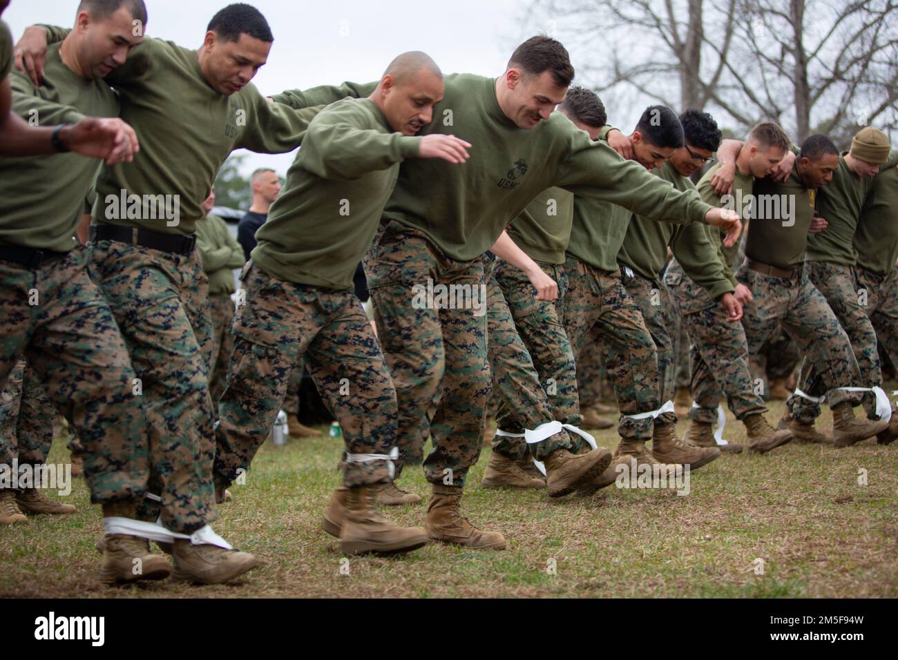 U.S. Marines compete in a fivelegged relay at Ellis Field on Marine