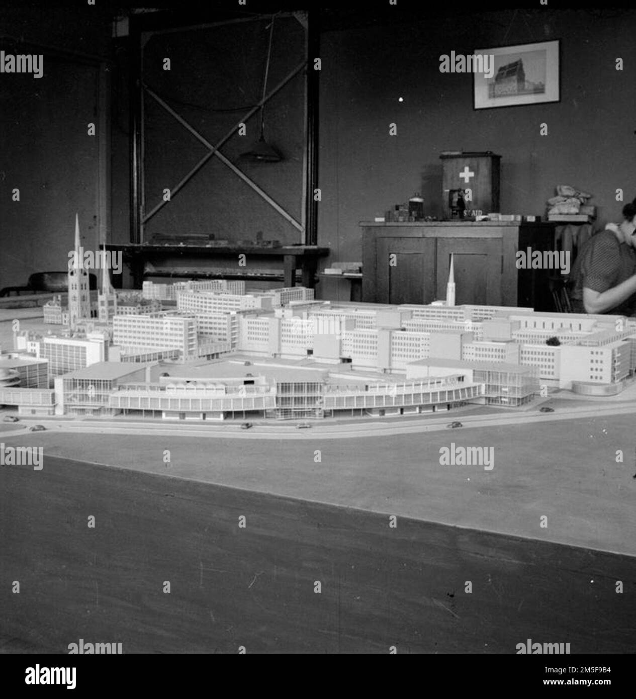 Part of the model prepared to the plans of Donald Gibson (Coventry City Architect) for the post-war rebuilding of Coventry's bomb damaged city centre Stock Photo