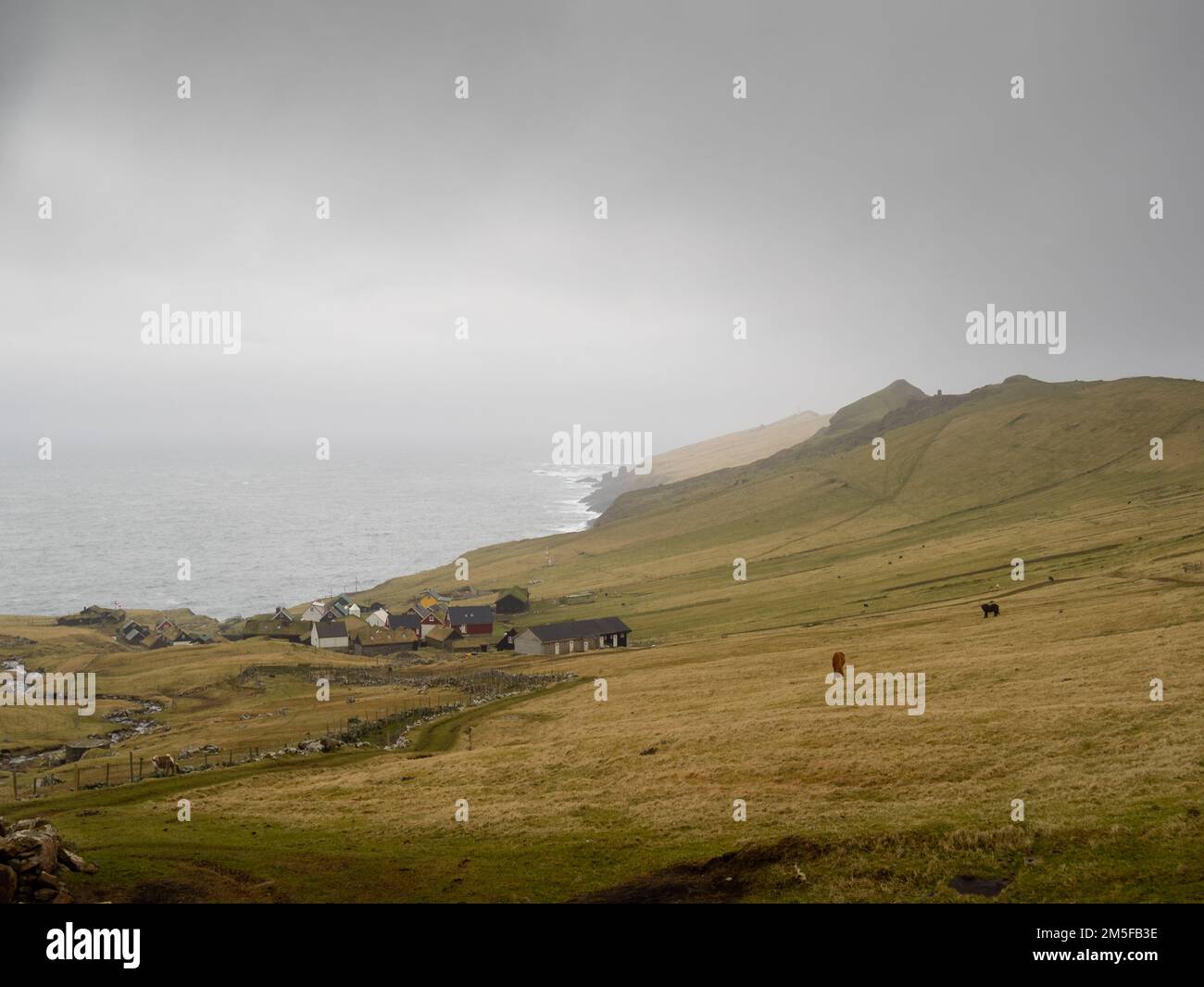 Mykines island landscape with the hamlet by the sea Stock Photo Alamy