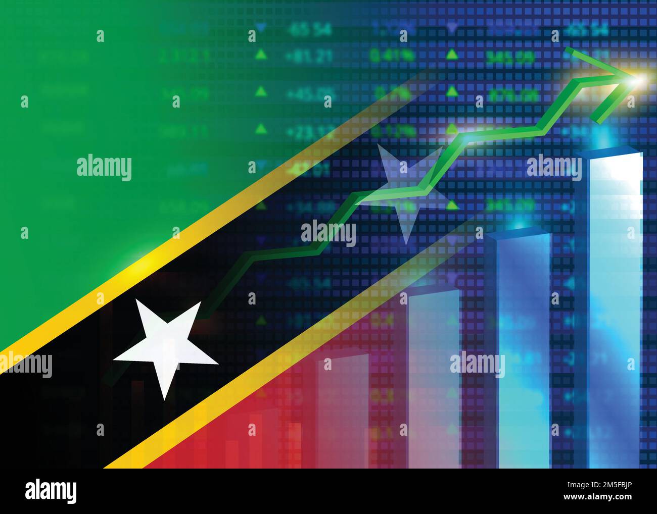 Economic growth concept.Saint Kitts and Nevis stock market.Saint Kitts