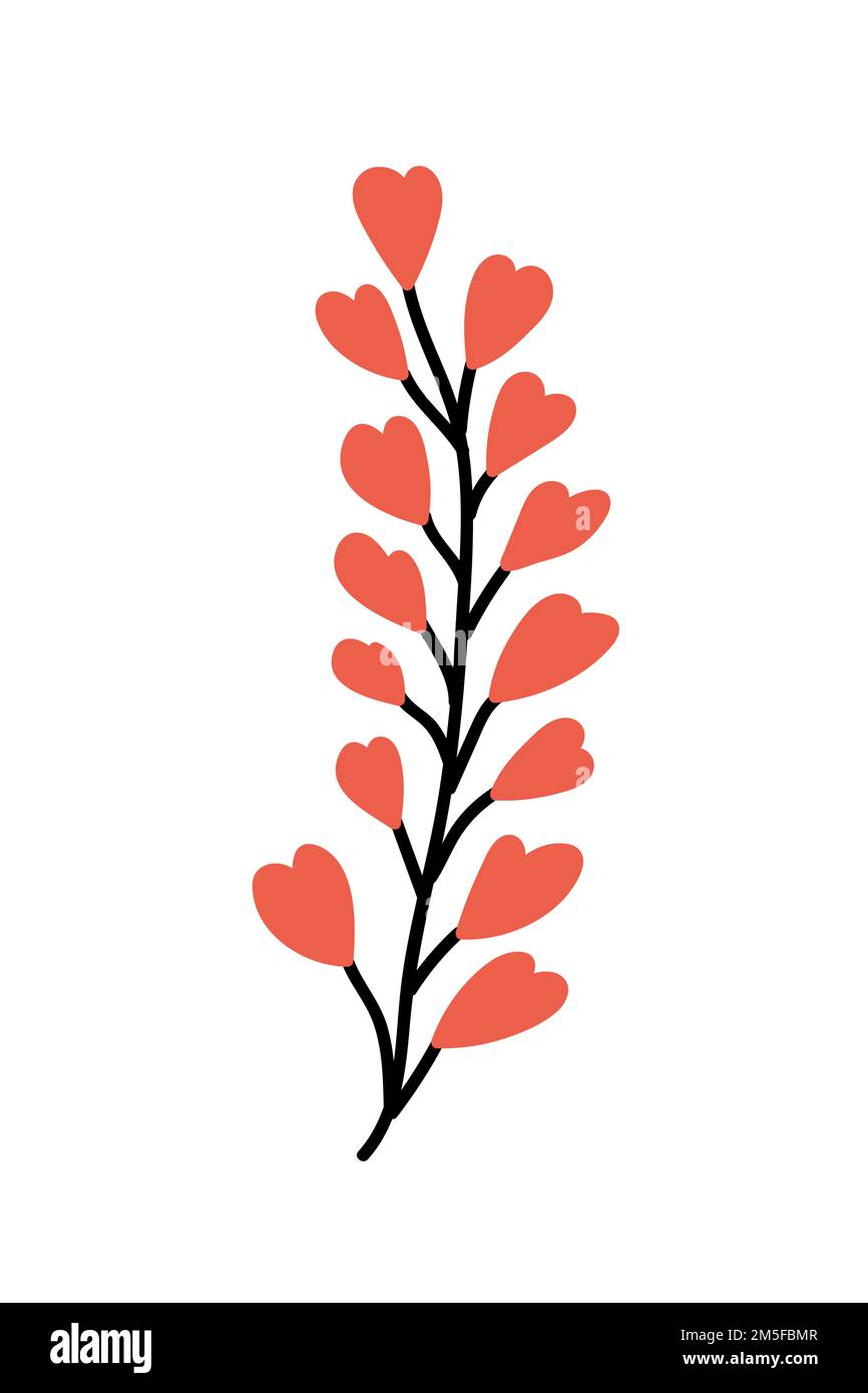 Heart flower vector branch illustration Stock Vector Image & Art - Alamy
