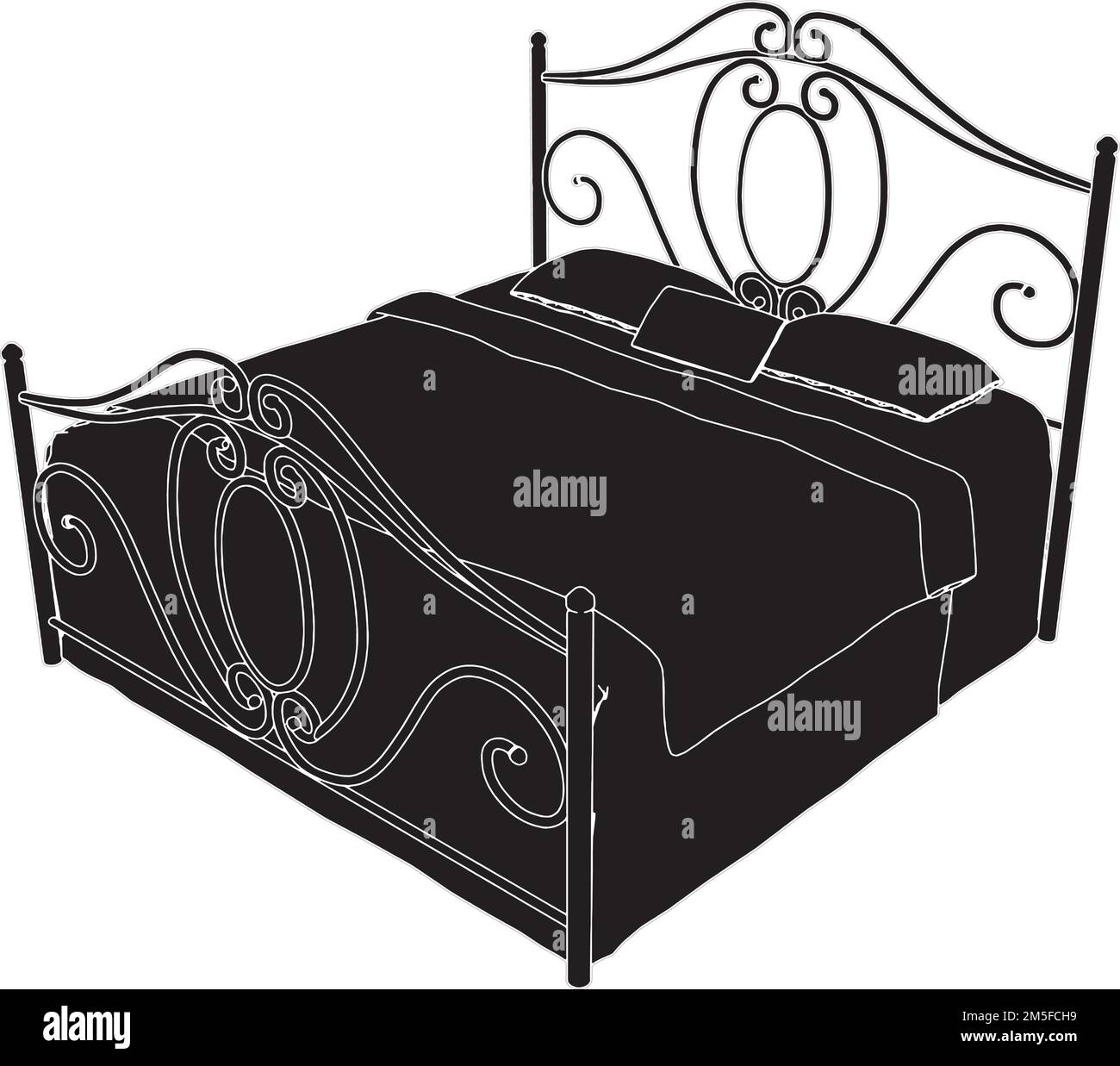Antique Bed Vector. Illustration On White Background. A vector