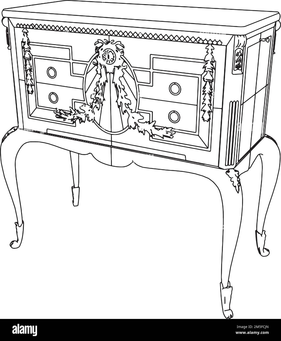 Antique Commode Vector. Illustration On White Background. A vector