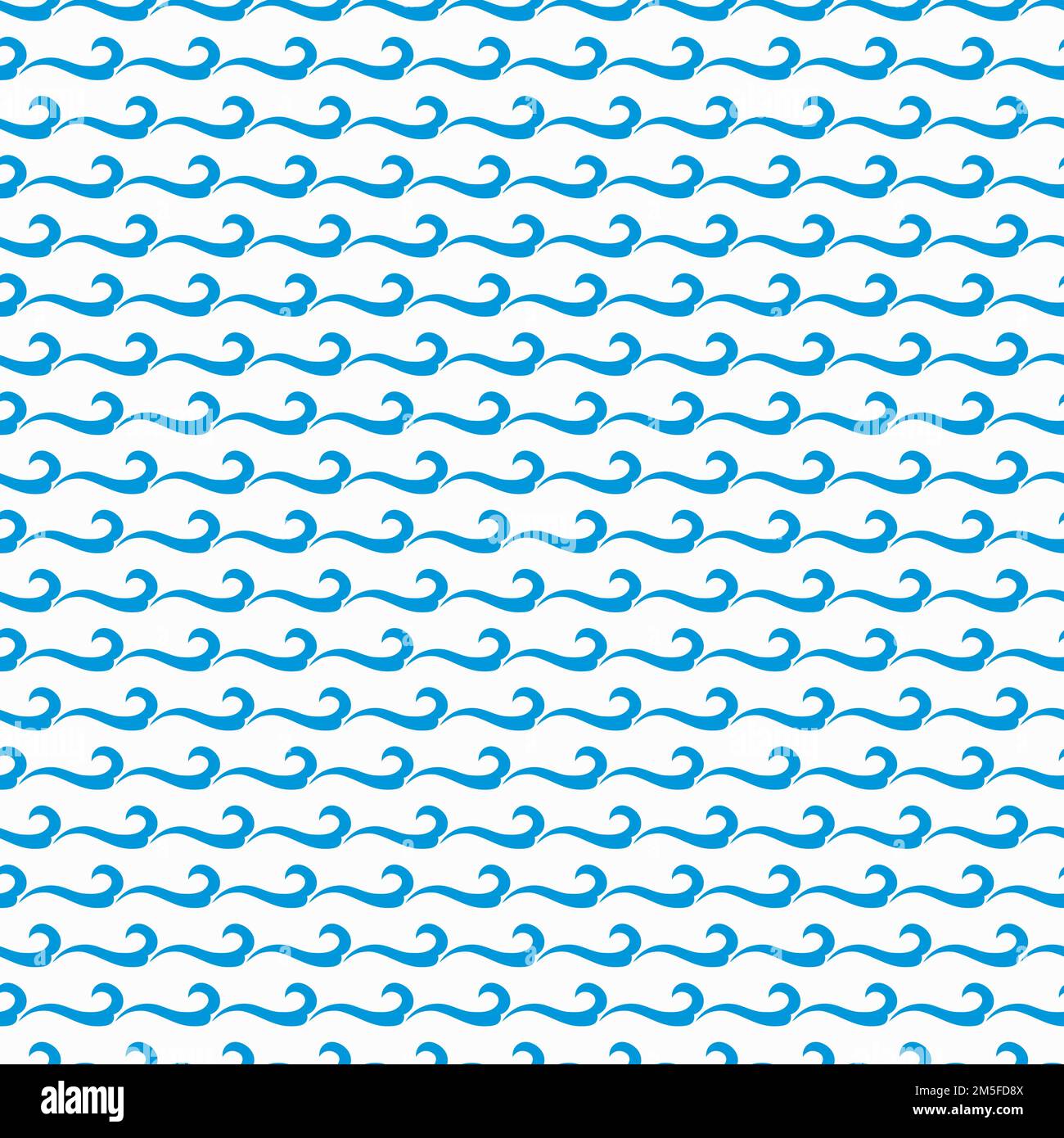 Sea and ocean blue curly waves seamless pattern. Textile summer ...