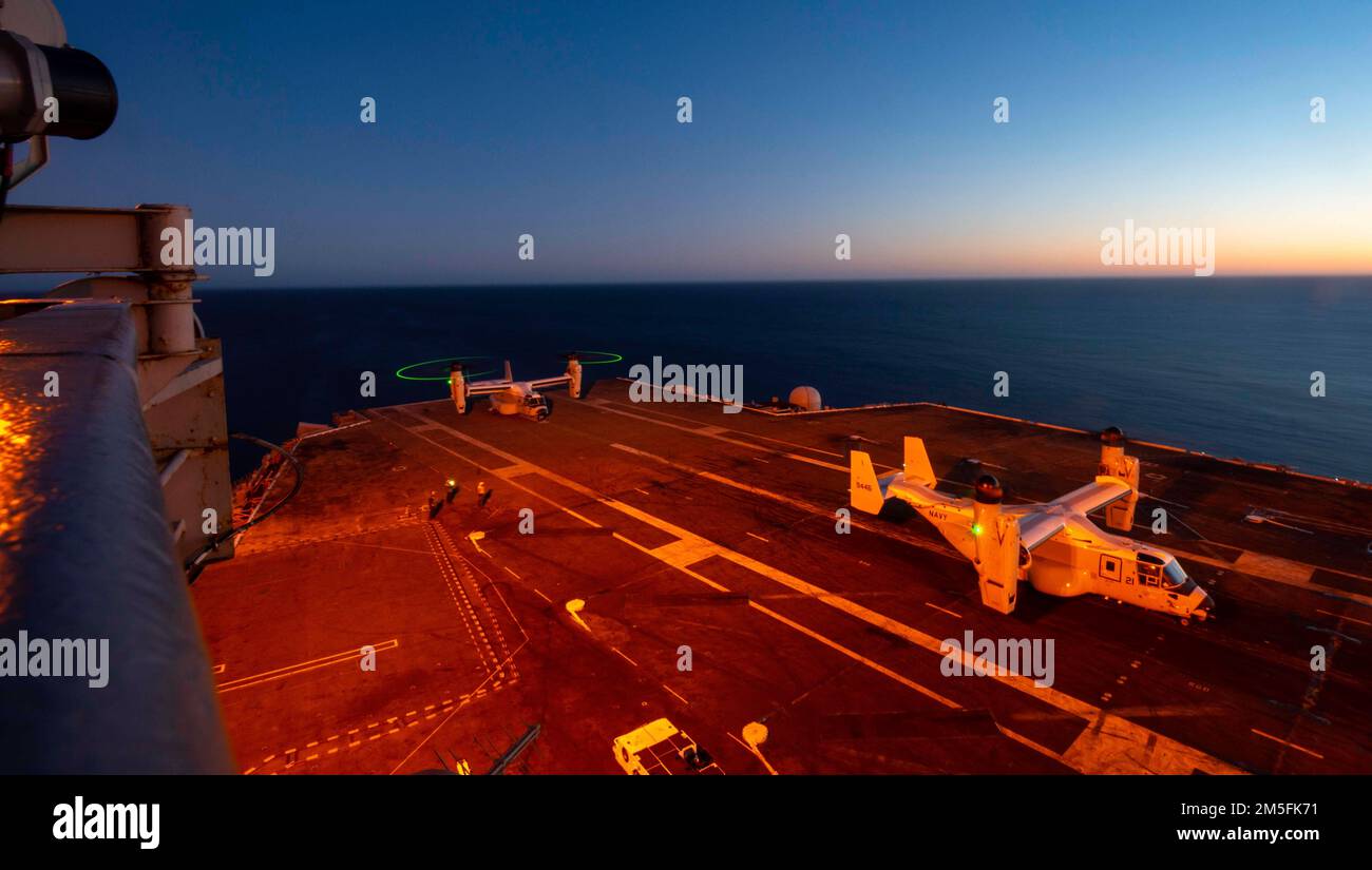 220312-N-MJ302-1235 PACIFIC OCEAN (Mar. 12, 2022) Two CMV-22B Osprey's ...