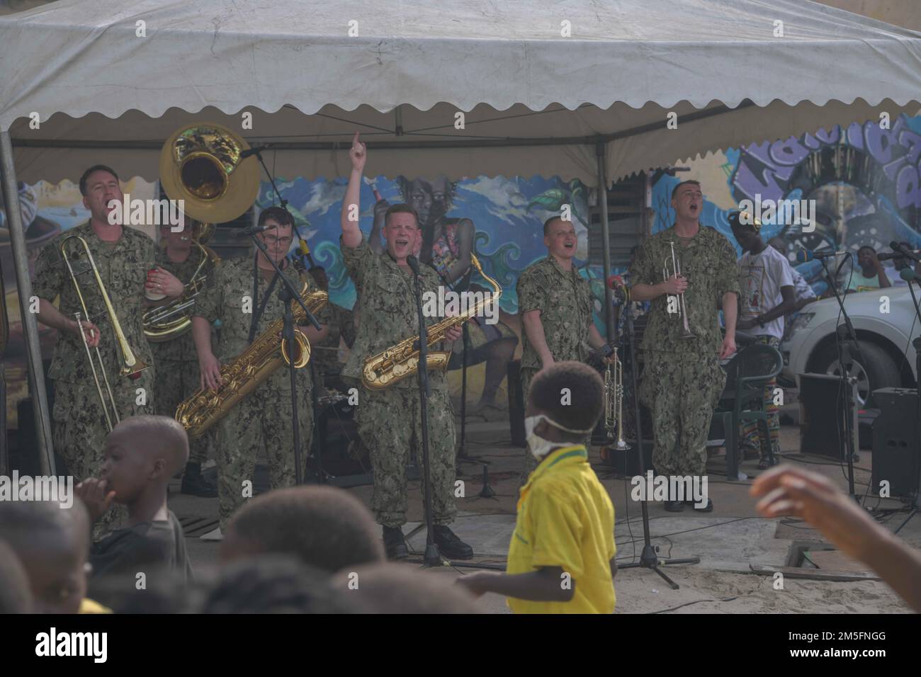 ACCRA, Ghana (Mar. 14, 2022) Musician 3rd Nolan Derrick shows his tuba
