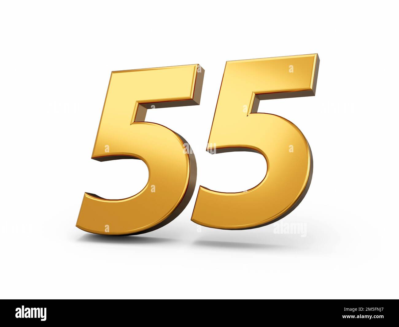 A 3D illustration of a golden 55 isolated on a white background Stock ...