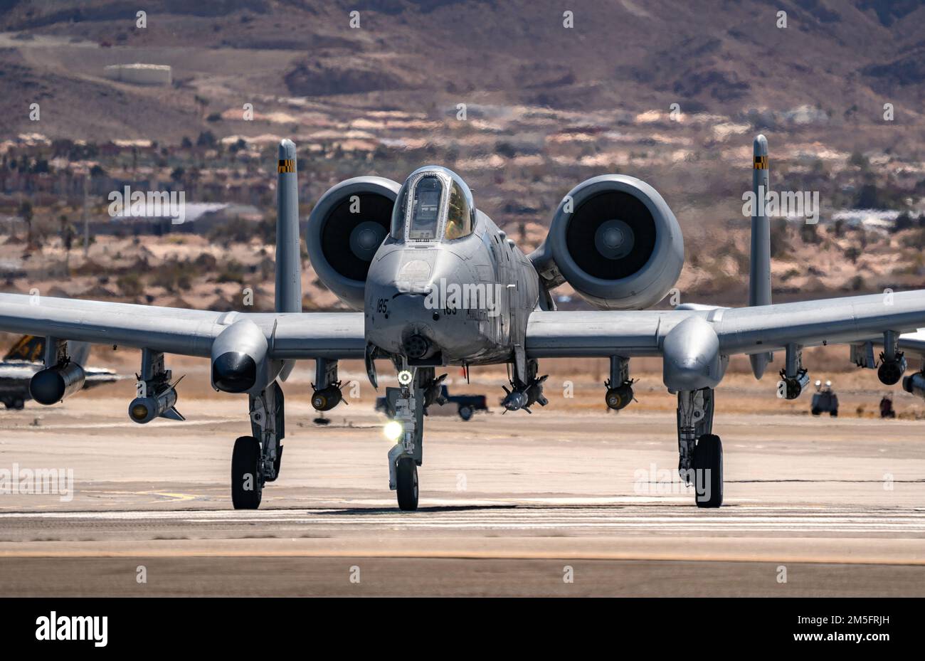 An A10 Thunderbolt II assigned to the 66th Weapons Squadron, takes off