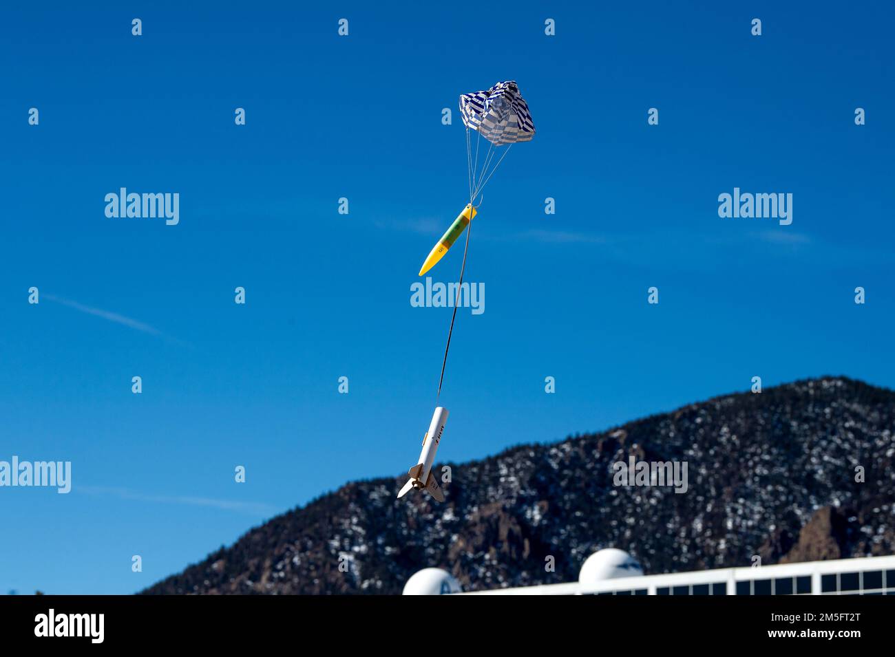 U.S. Air Force Academy An Estes rocket falls with a parachute