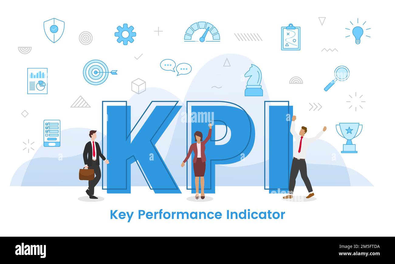 kpi key performance indicator concept with big words and people ...