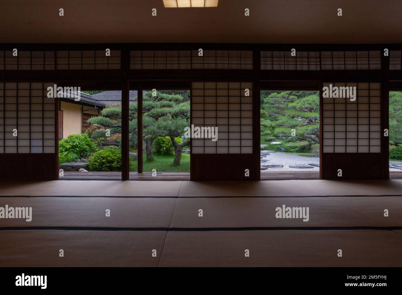 The Kikugetsutei Teahouse, Ritsurin Koen Park, Takamatsu, Japan. Stock Photo