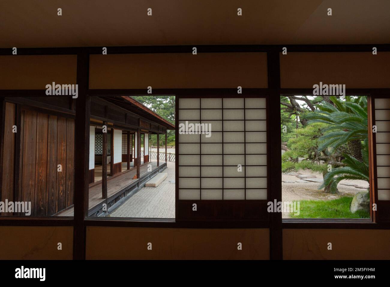 The Kikugetsutei Teahouse, Ritsurin Koen Park, Takamatsu, Japan. Stock Photo