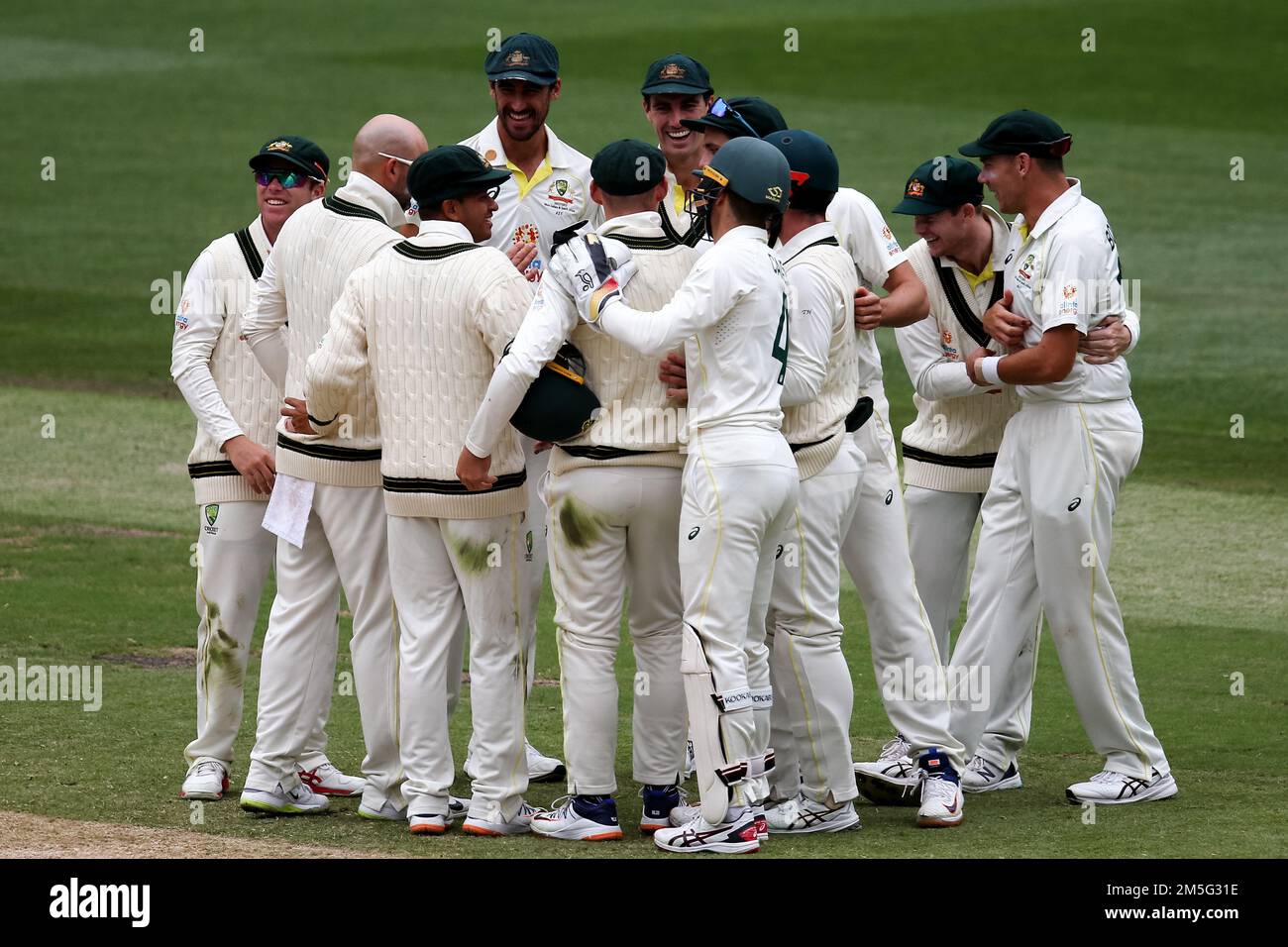 Melbourne, Australia, 29 December, 2022. Australia celebrates during the Boxing Day Test Match between Australia and South Africa at The Melbourne Cricket Ground on December 29, 2022 in Melbourne, Australia. Credit: Dave Hewison/Speed Media/Alamy Live News Stock Photo