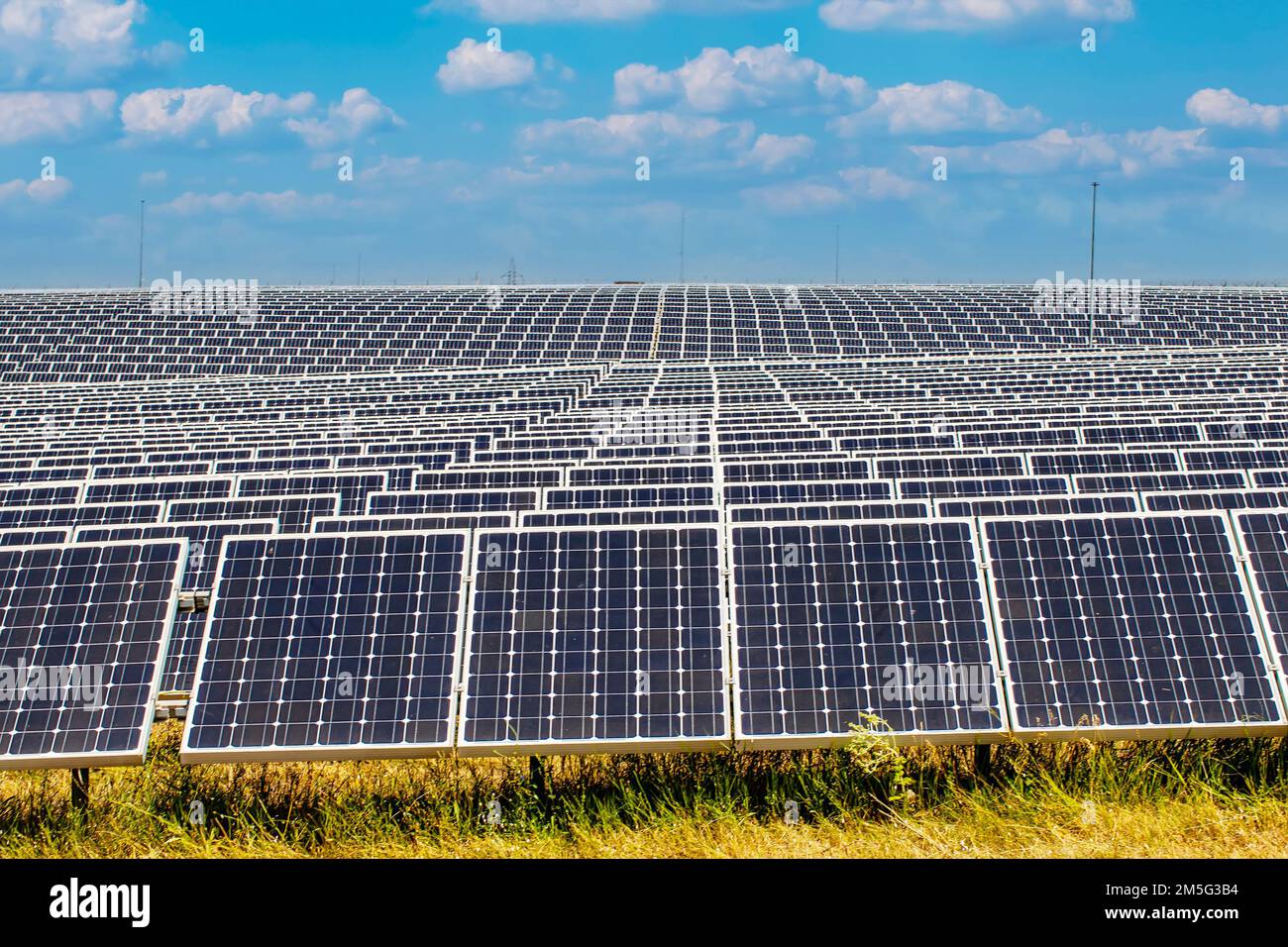 Aerial view solar panels along hi-res stock photography and images - Alamy