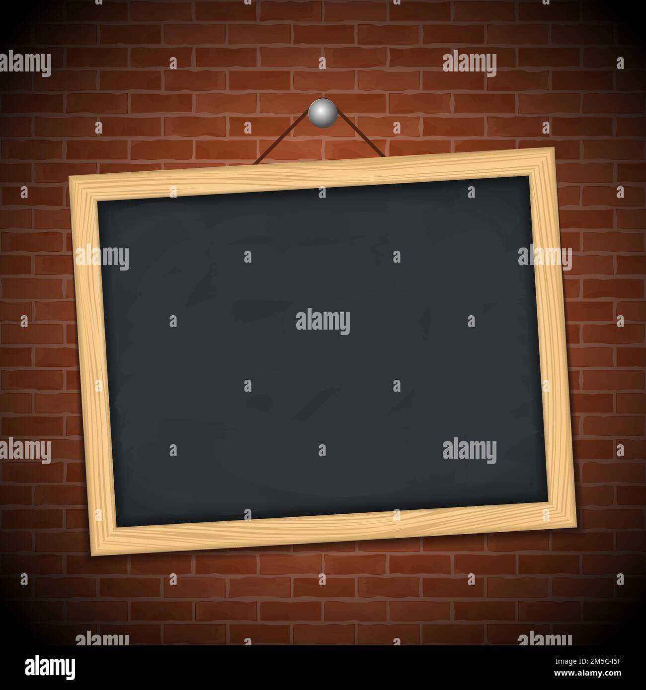 Blackboard on brick wall, vector eps10 illustration Stock Vector