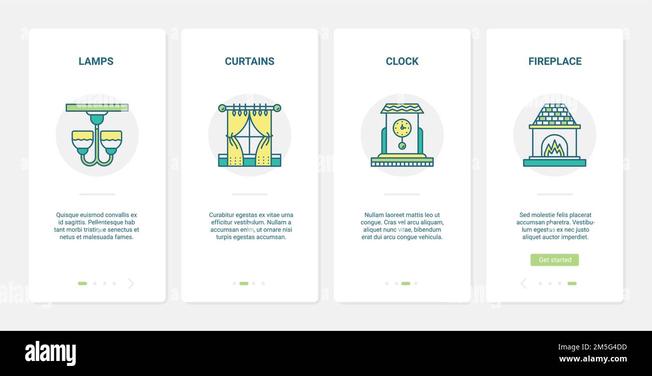 Home or office furniture vector illustration. UX, UI onboarding mobile ...