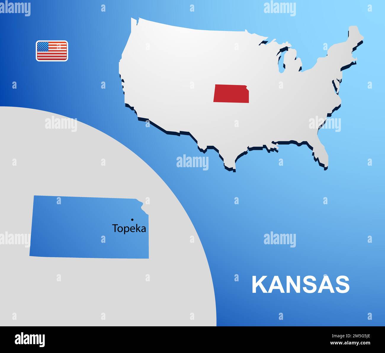 Kansas On USA Map With Map Of The State Stock Vector Image Art Alamy Kansas On Usa Map With Map Of The State 2M5G5JE
