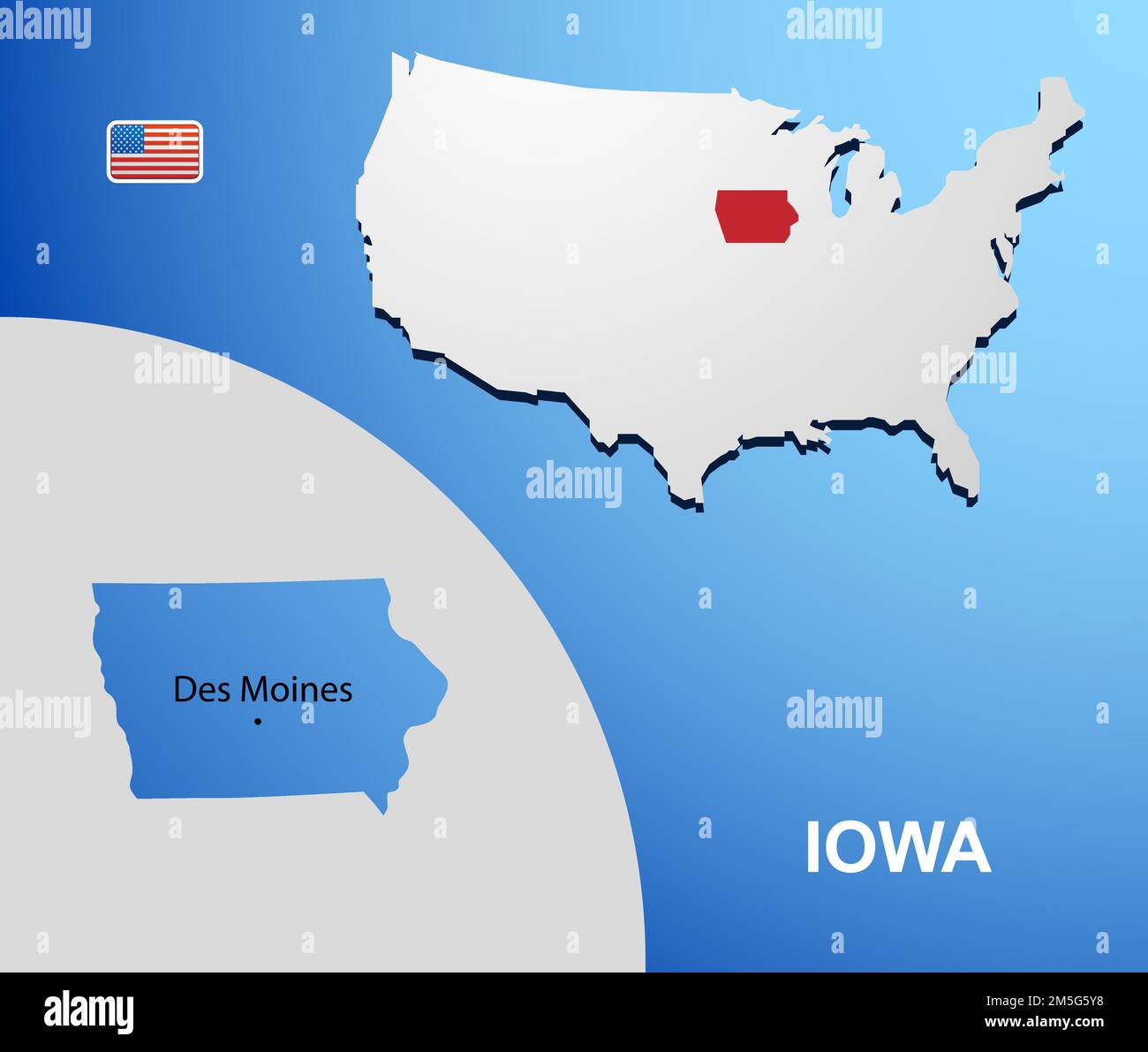 Iowa On USA Map With Map Of The State Stock Vector Image Art Alamy Iowa On Usa Map With Map Of The State 2M5G5Y8