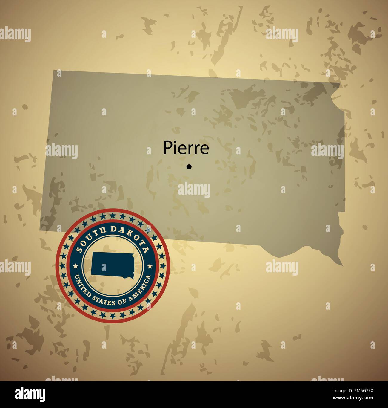 South Dakota map with stamp vintage vector background Stock Vector ...