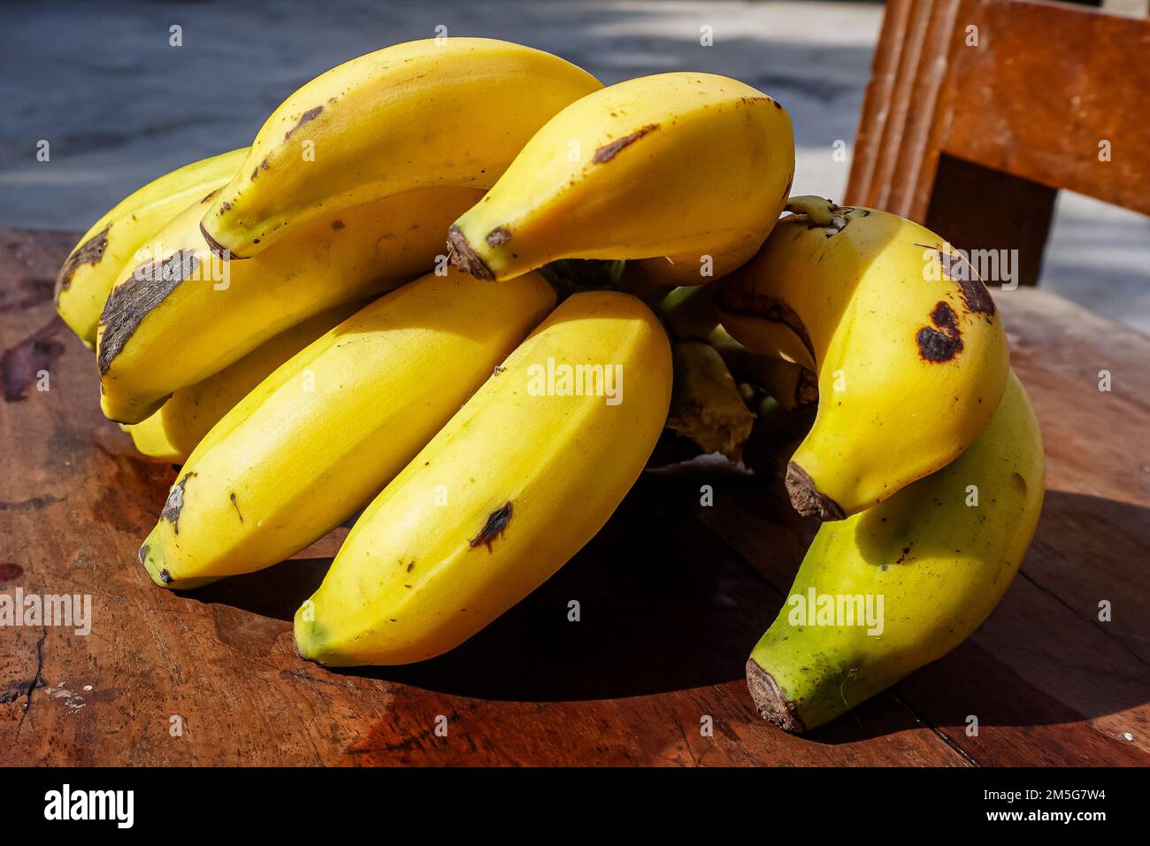https://c8.alamy.com/comp/2M5G7W4/bunch-of-ripe-bananas-on-the-wooden-chair-2M5G7W4.jpg