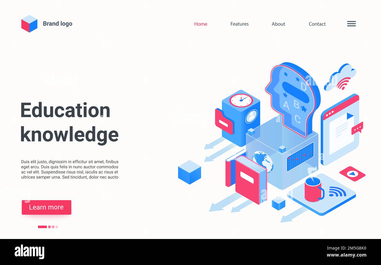 Education knowledge technology isometric vector illustration. Cartoon
