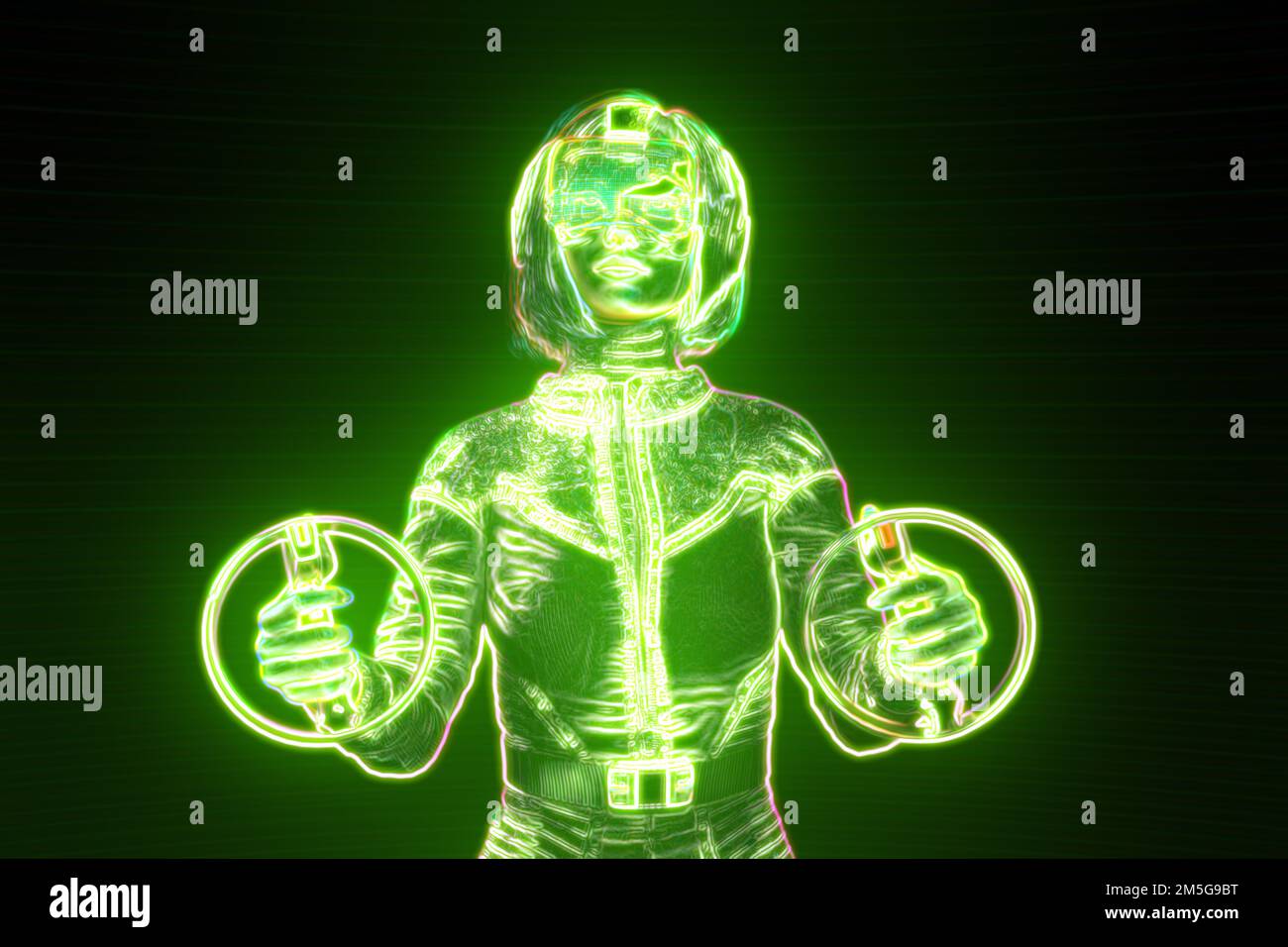 Digital avatar playing game in metaverse virtual world, 3d render Stock ...