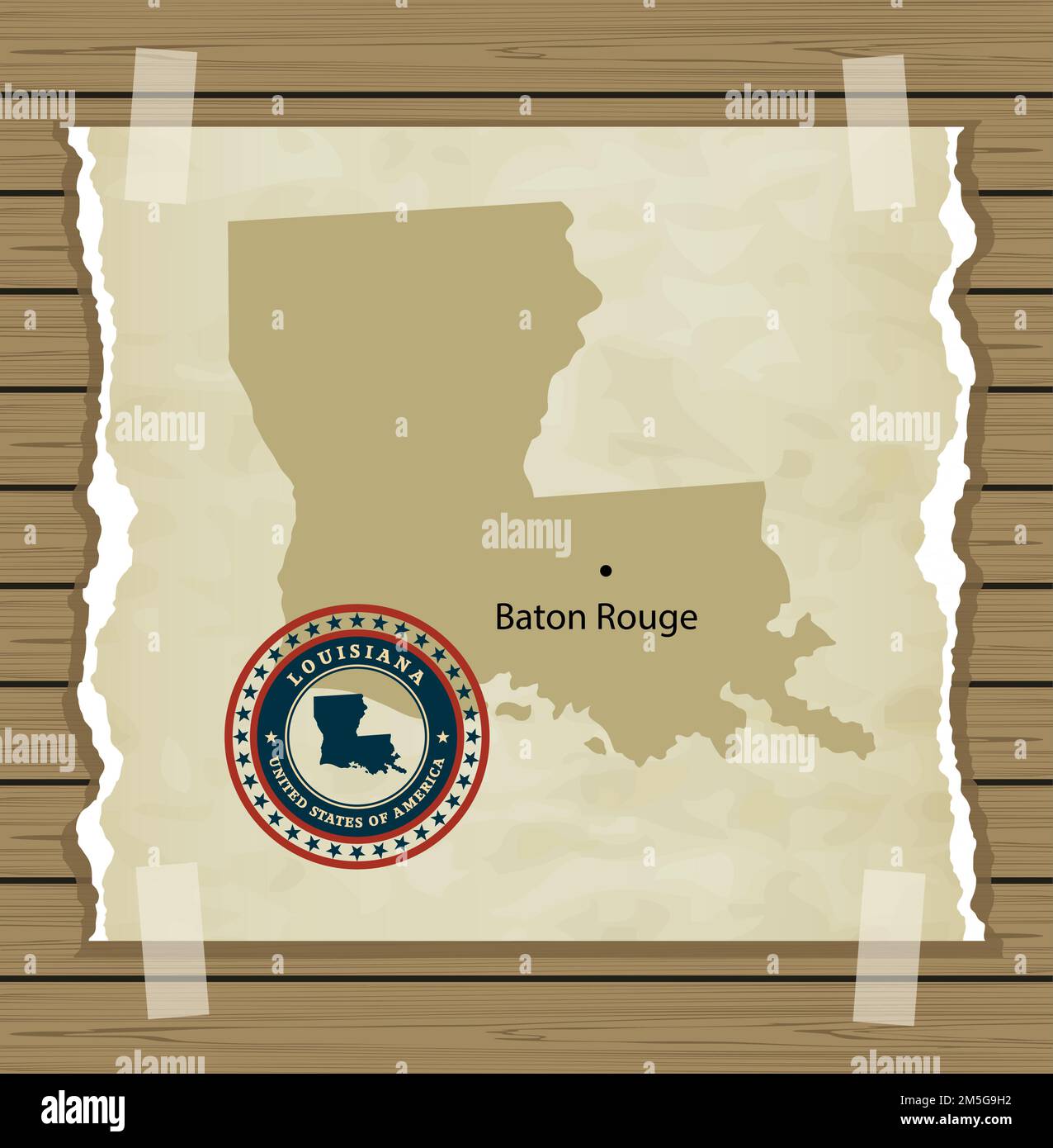 Louisiana map with stamp vintage vector background Stock Vector Image