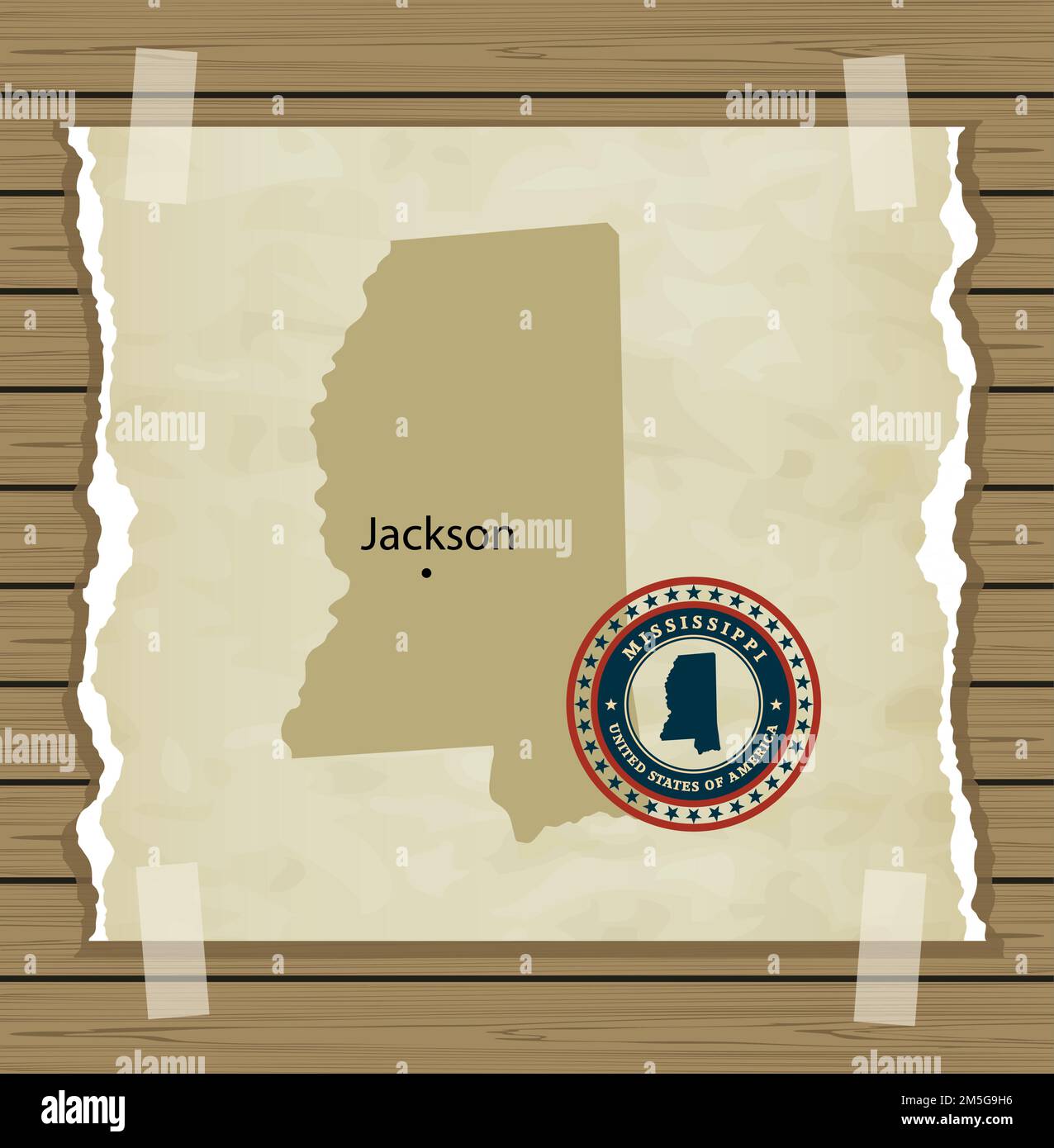 Mississippi map with stamp vintage vector background Stock Vector Image