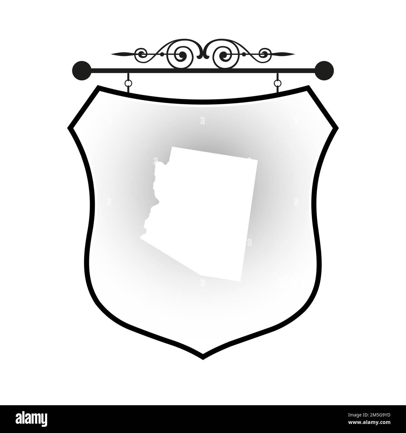 Arizona map on heraldic sign Stock Vector