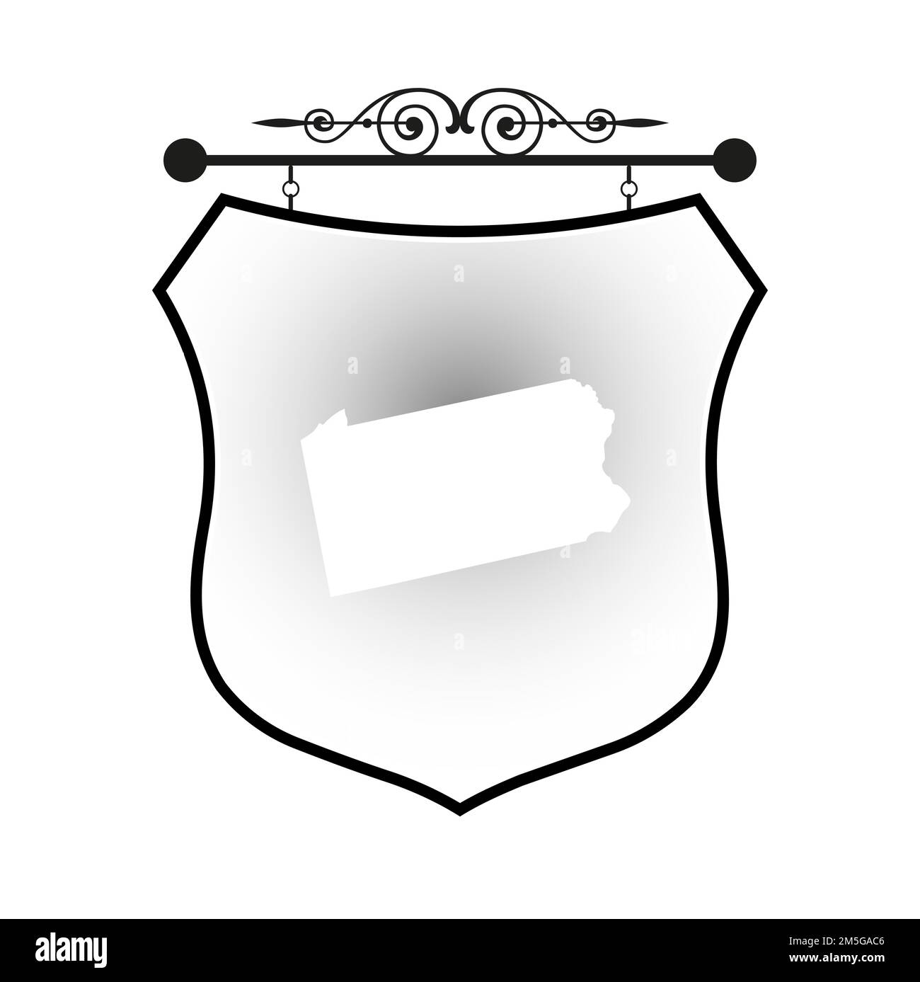 Pennsylvania map on heraldic sign Stock Vector