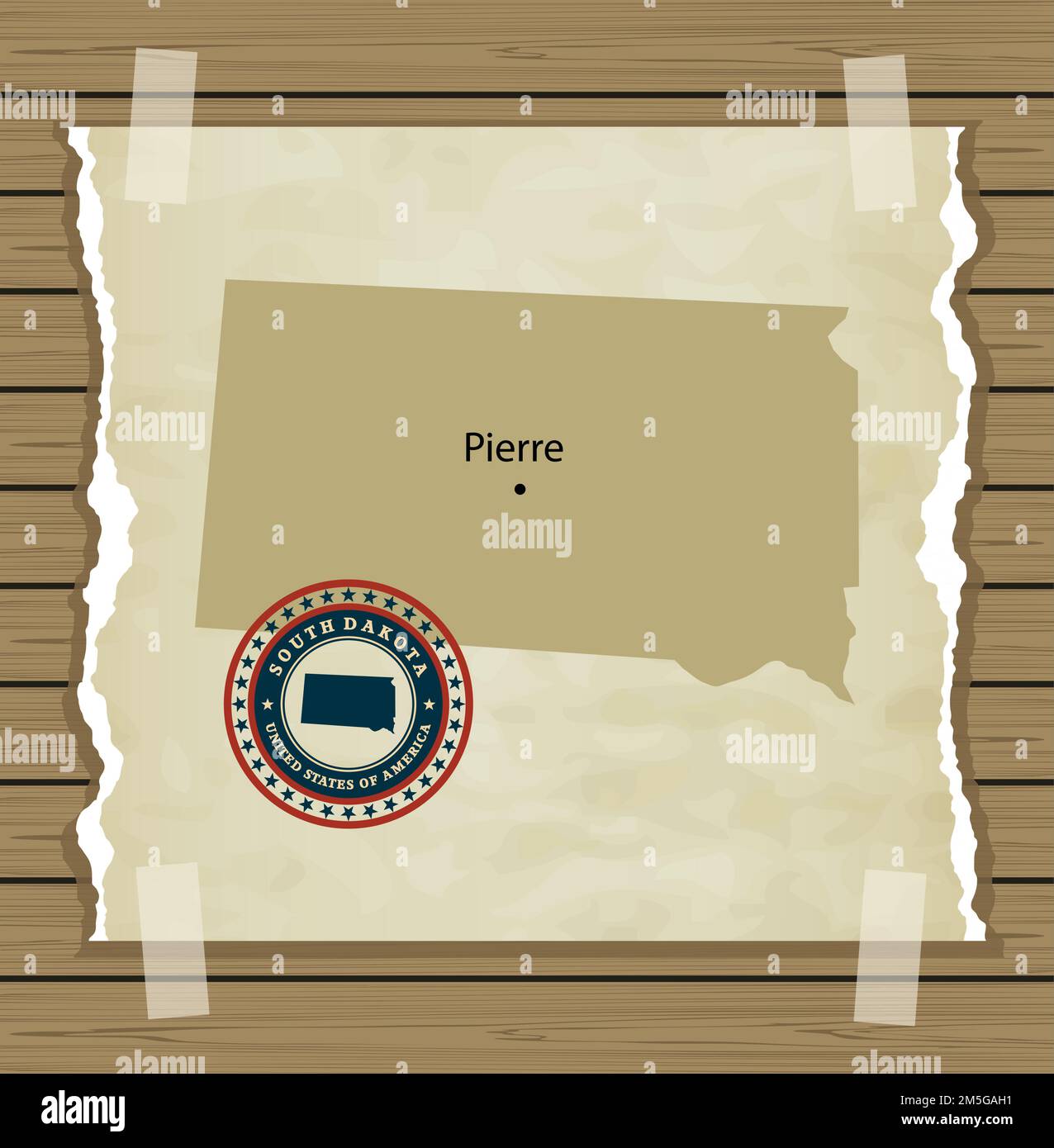 South Dakota map with stamp vintage vector background Stock Vector ...