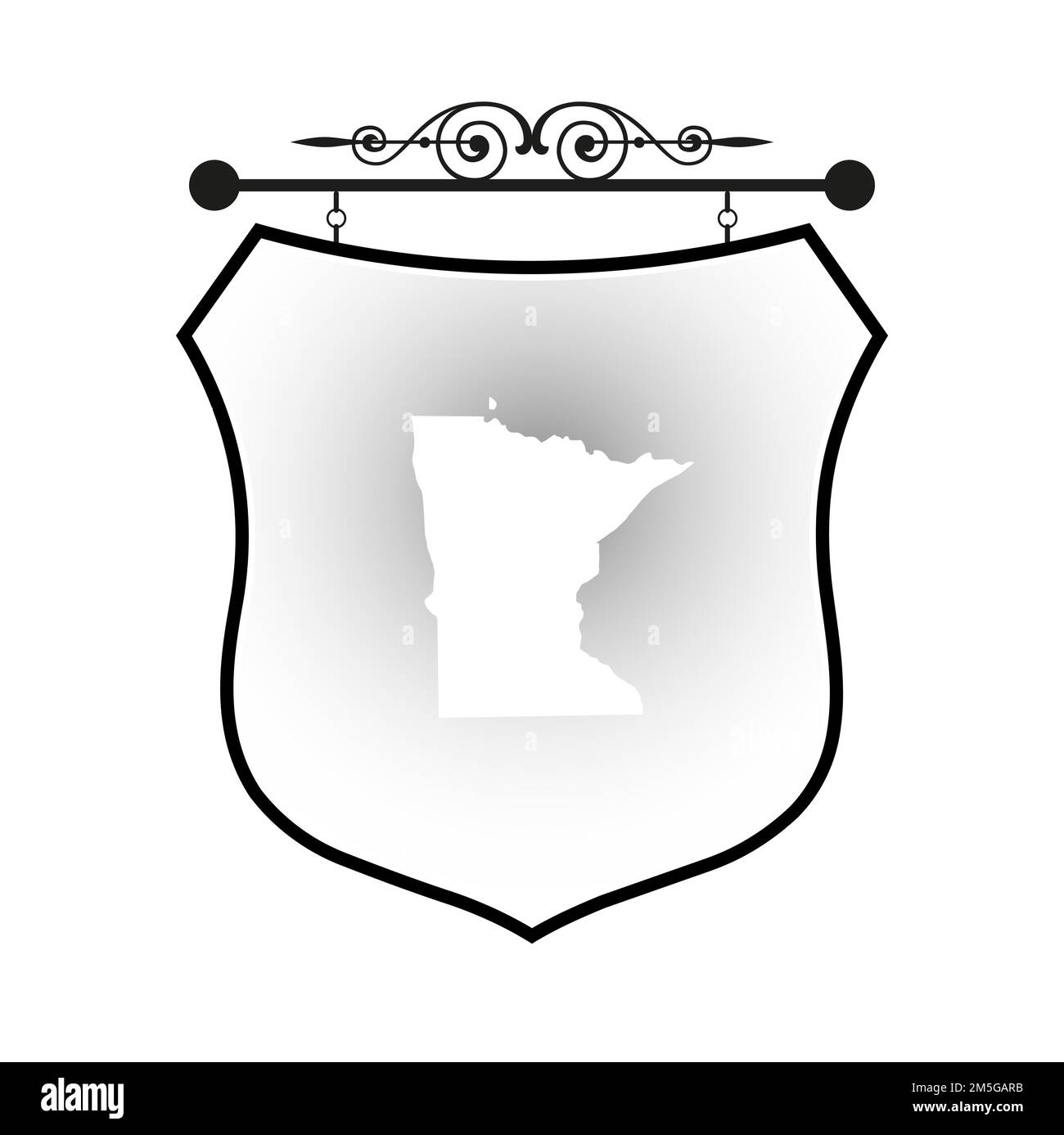 Minnesota map on heraldic sign Stock Vector