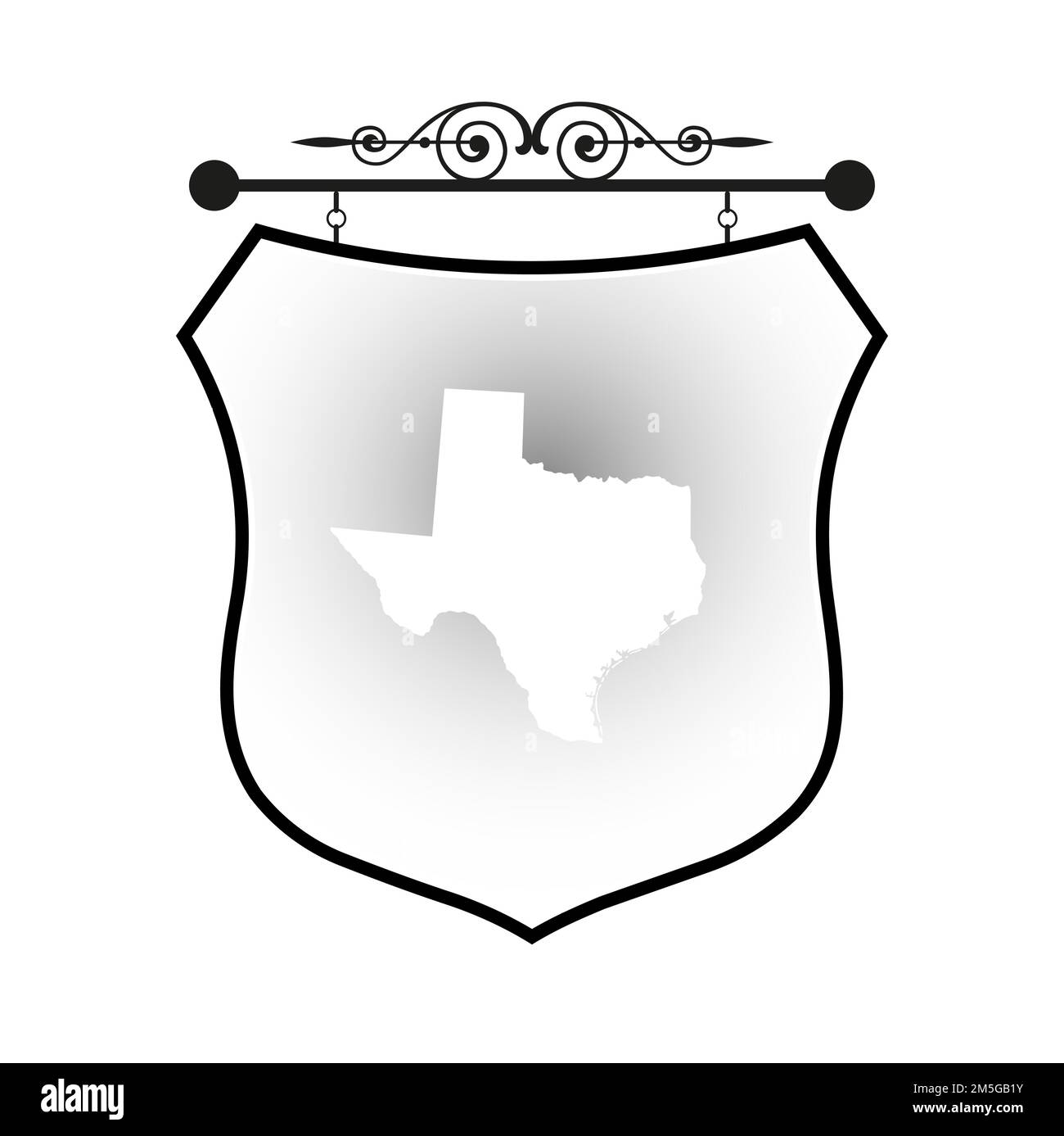 Texas map on heraldic sign Stock Vector