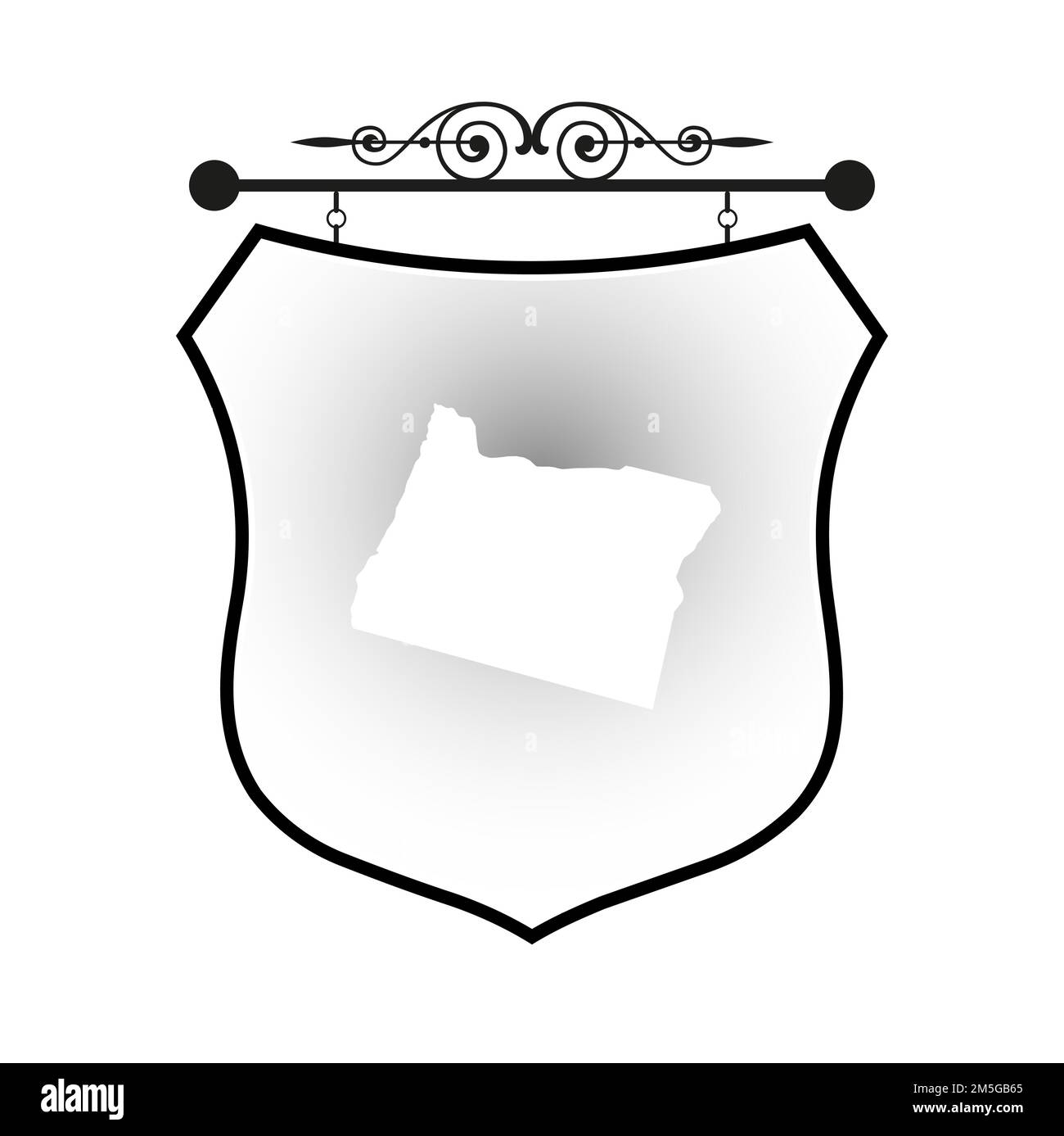 Oregon map on heraldic sign Stock Vector
