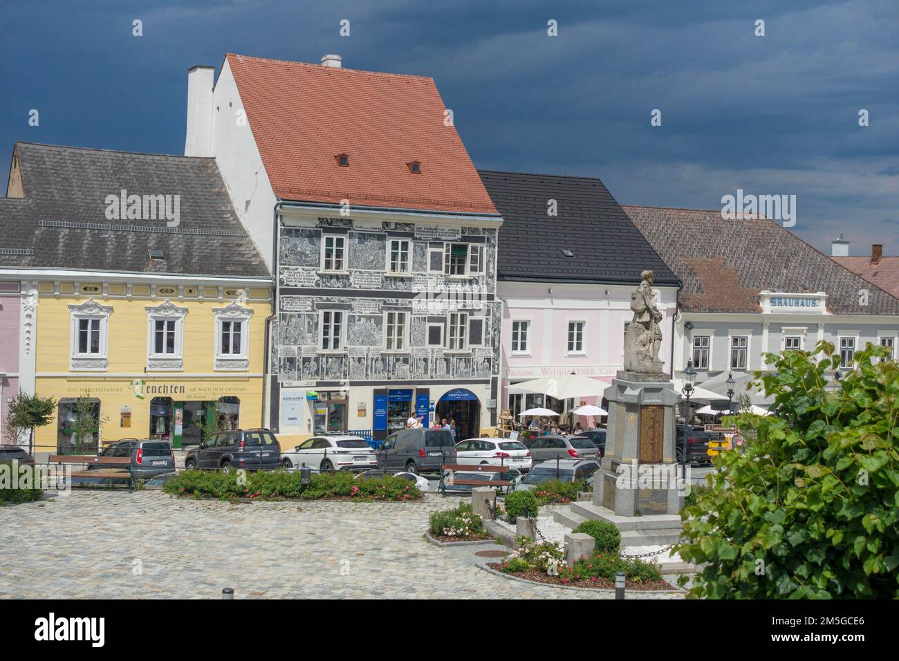 Sgraffito House on the Main Square, Weitra, Lower Austria, Austria Stock Photo