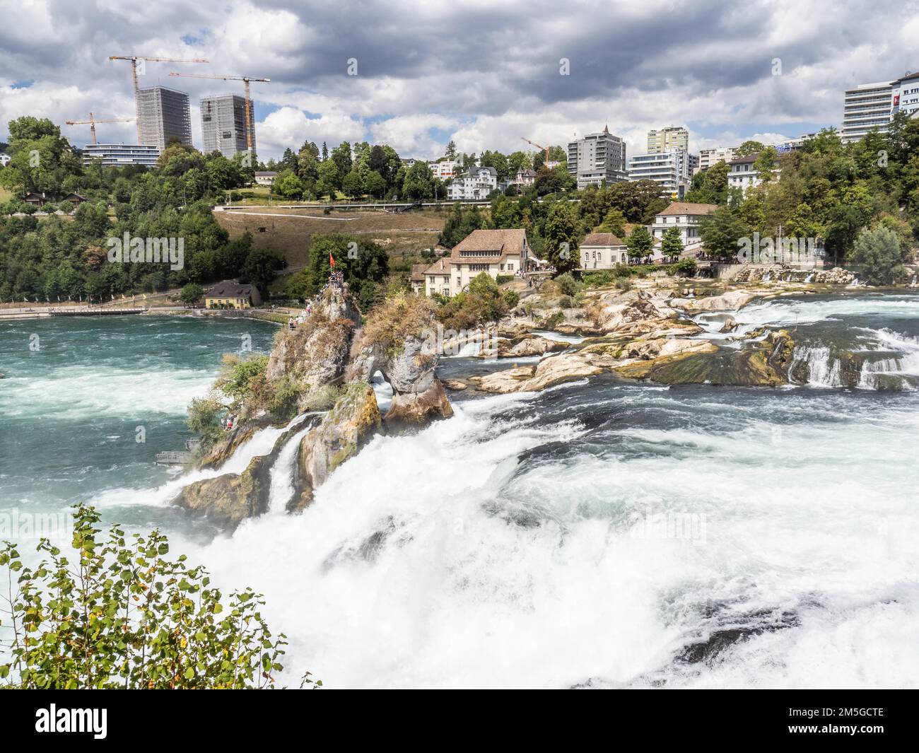 Waterfall of the Rhine Falls in summer, the largest waterfalls in ...