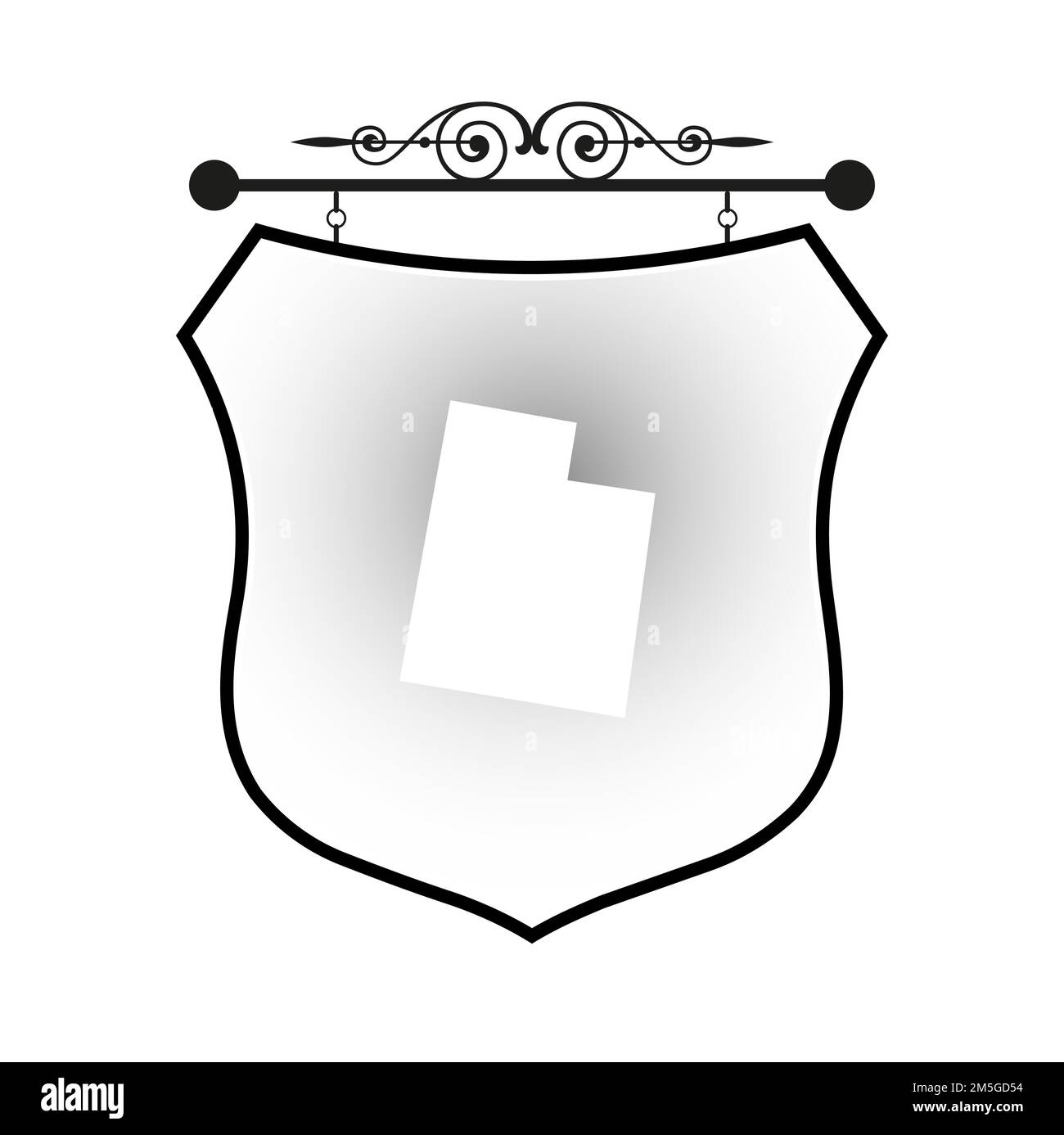 Utah map on heraldic sign Stock Vector