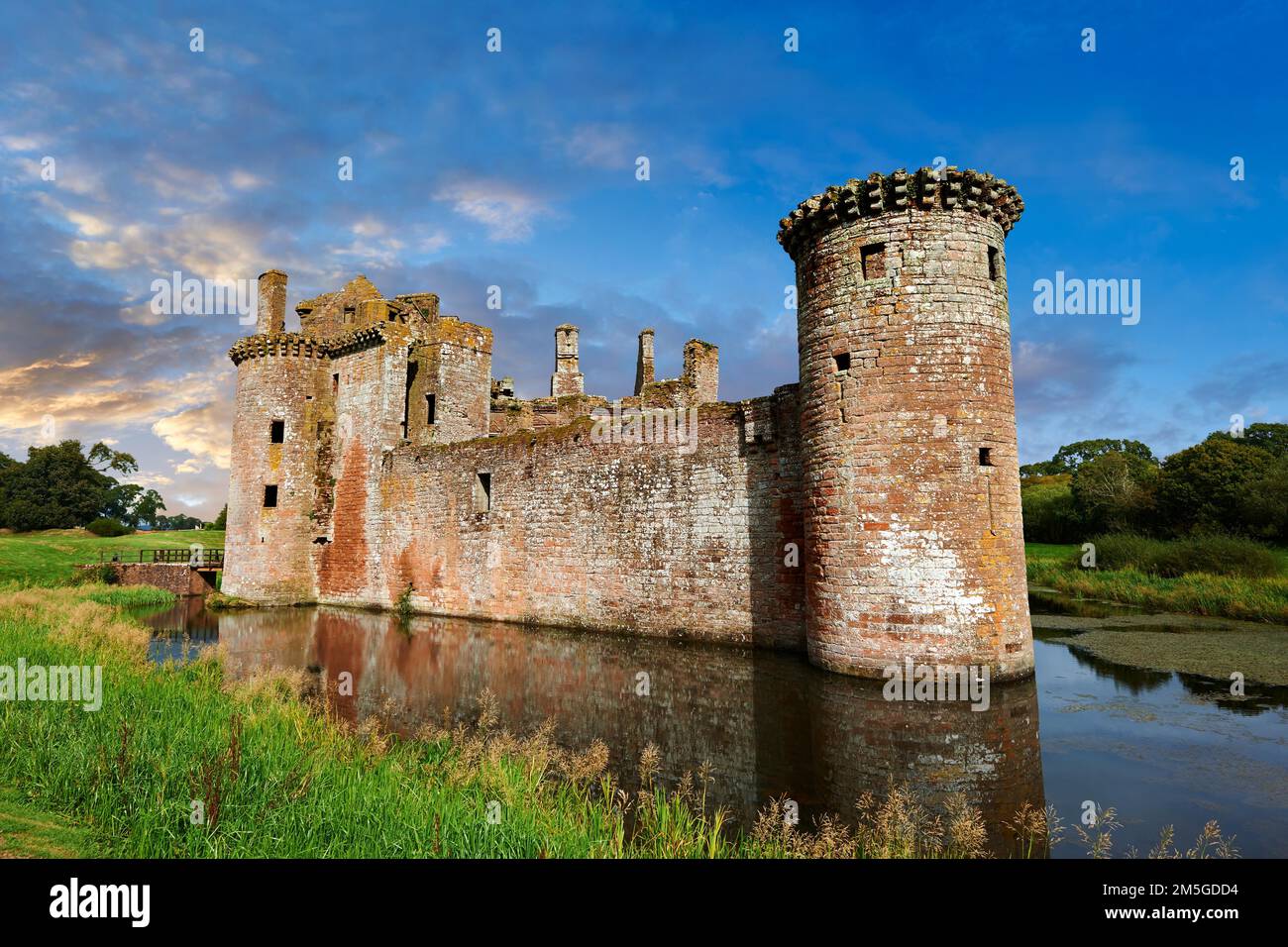 Exterior of Caerlaverock Castle, Dumfries Galloway, Scotland, United Kingdom Stock Photo