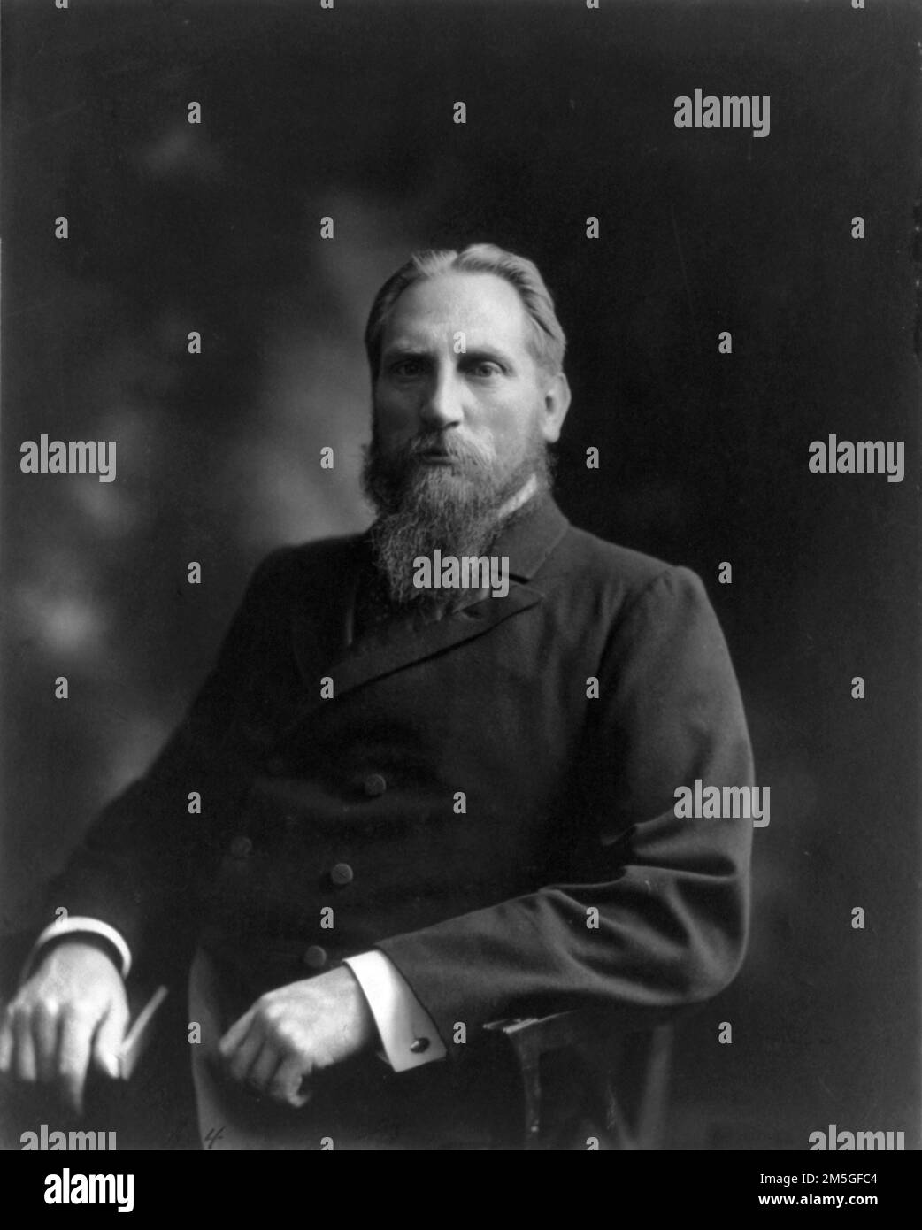 Vintage black and white photograph portrait of Theosophist Charles Webster Leadbeater c.1901 Stock Photo