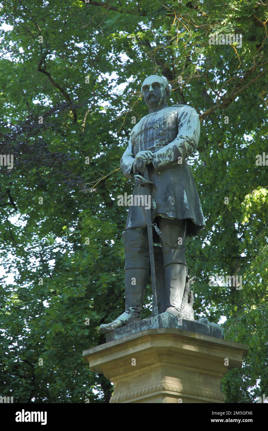 Statue of Otto von Bismarck 1815-1898 in Bad Kissingen, Rhoen, Lower Franconia, Franconia, Bavaria, Germany Stock Photo