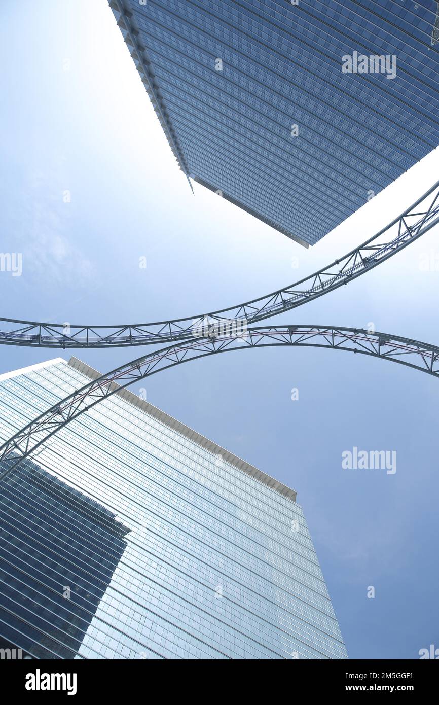 Skyscrapers Kastor and Pollux with sculpture Synergie by Christian