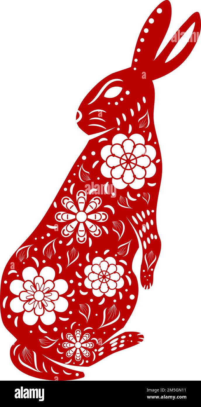 Chinese New Year 2023 Paper Cut Of Rabbits Design With Beautiful