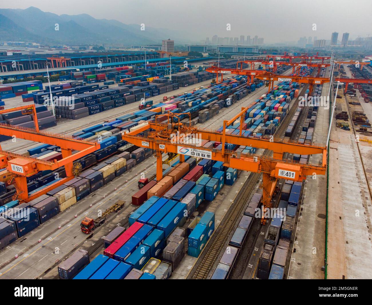 Aerial photo shows the busy scene at Tuanjiecun Railway Station in