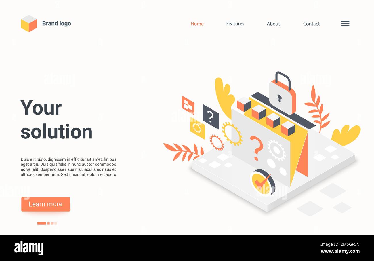 Isometric Vector Solutions Business solution isometric vector illustration. Cartoon search and ...